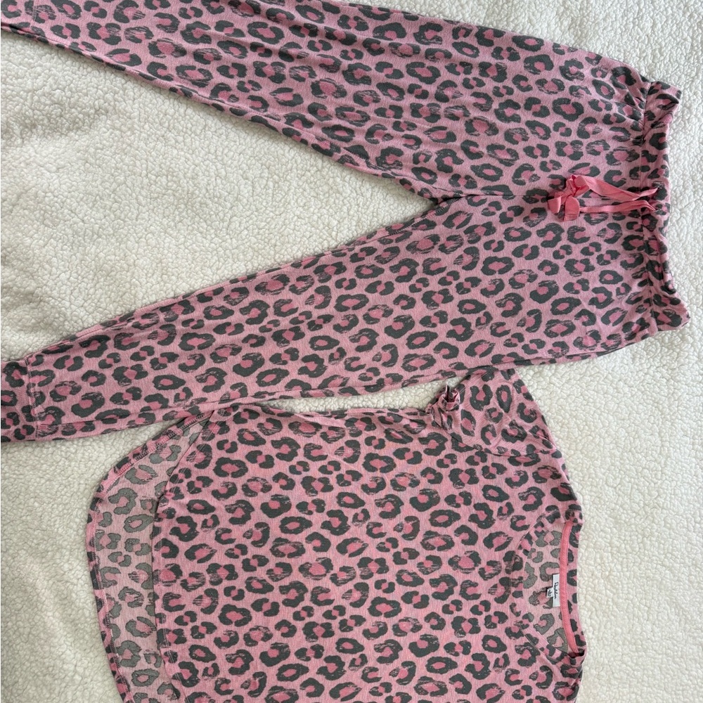 Pink Leopard Print Kids Pajamas